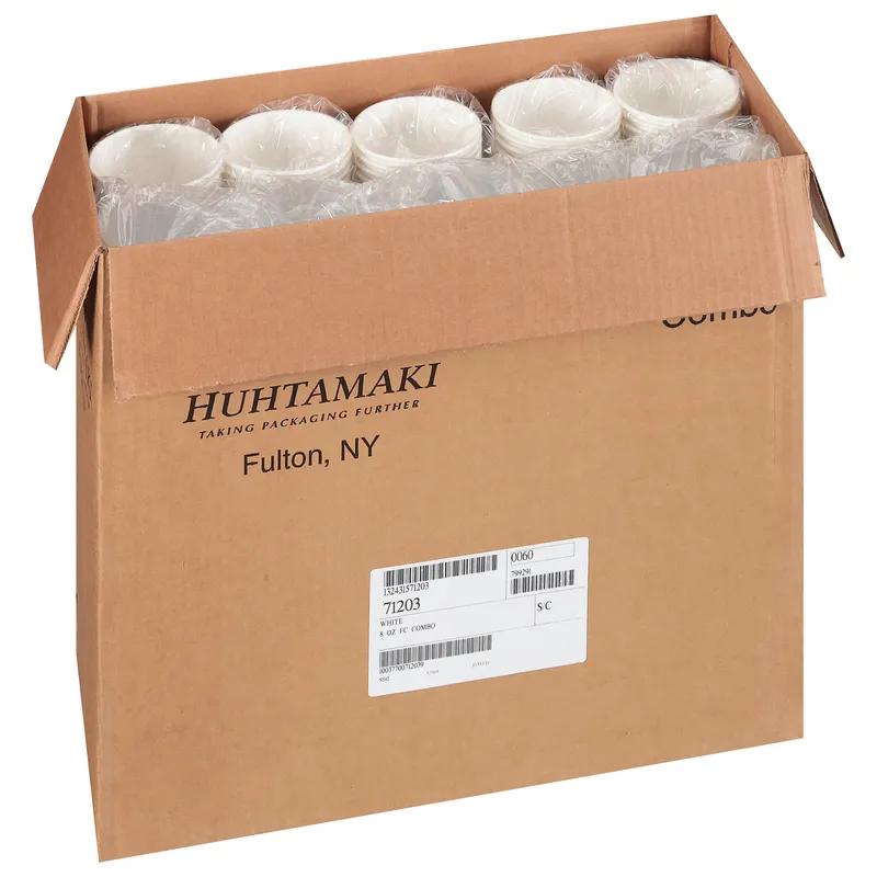 Food Container Base & Lid Combo With Plastic Lid 8-10 OZ Paperboard White 250/Case