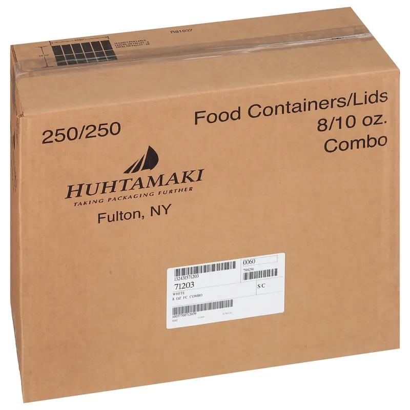 Food Container Base & Lid Combo With Plastic Lid 8-10 OZ Paperboard White 250/Case