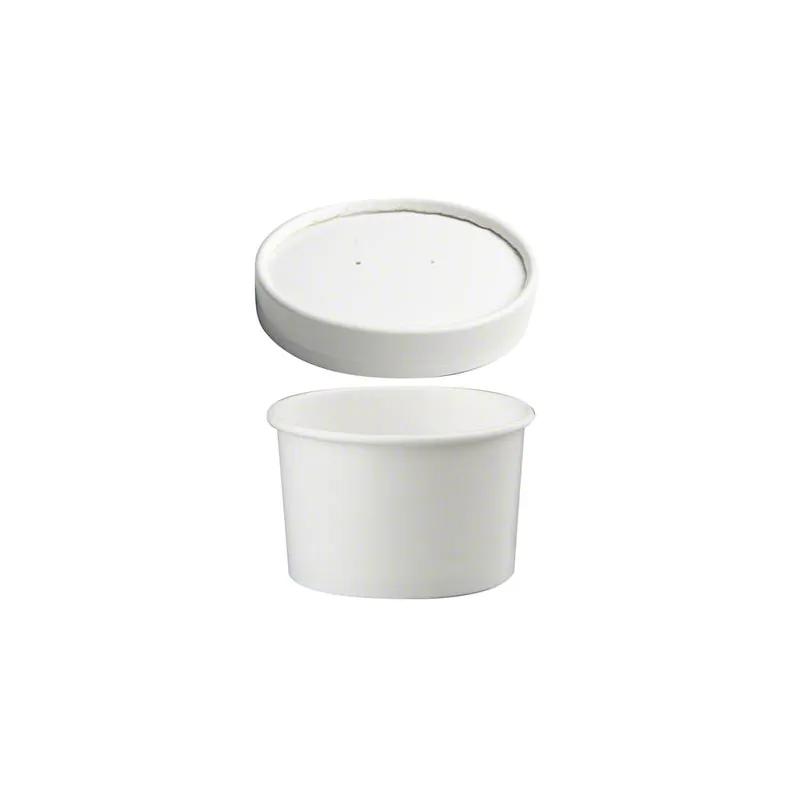 Food Container Base & Lid Combo With Plastic Lid 8-10 OZ Paperboard White 250/Case