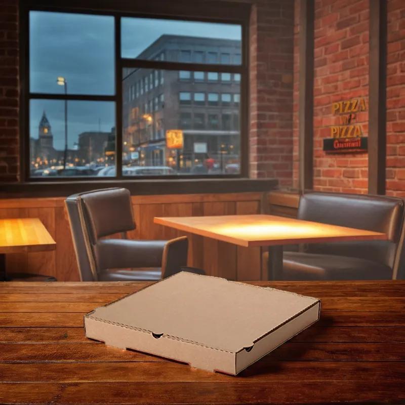 Pizza Box 14X14X1.88 IN Corrugated Cardboard Kraft/Kraft Square E-Flute Microwave Safe Oven Safe 50 Count/Bundle