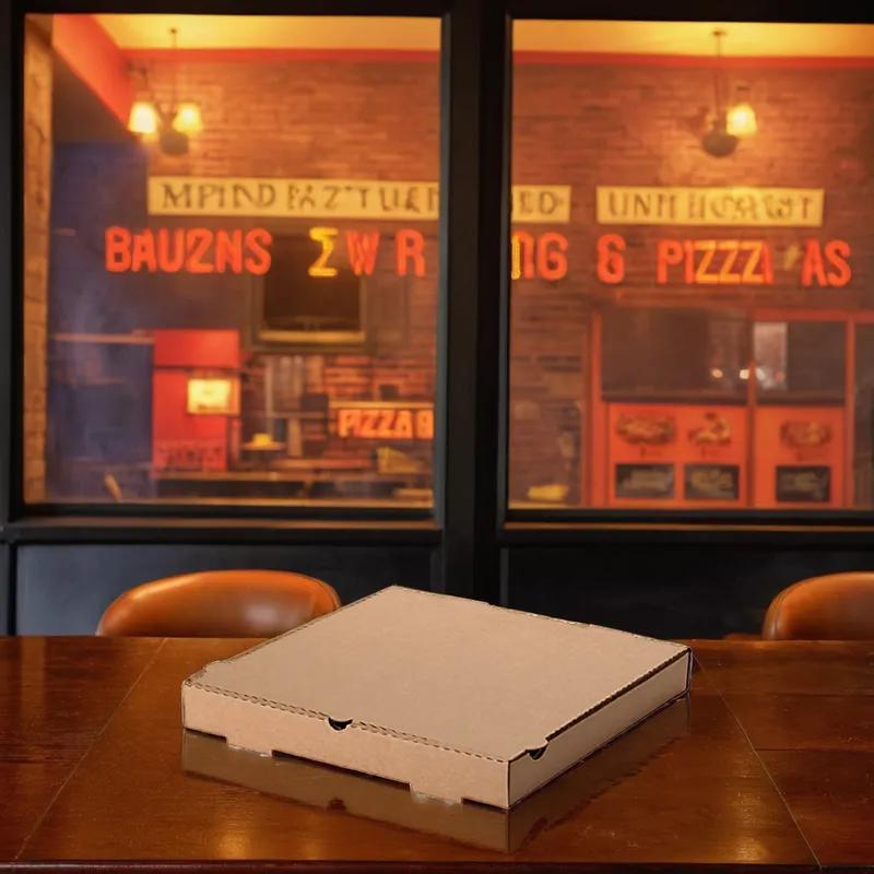 Pizza Box 14X14X1.88 IN Corrugated Cardboard Kraft/Kraft Square E-Flute Microwave Safe Oven Safe 50 Count/Bundle