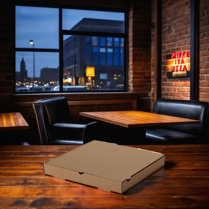 Pizza Box 14X14X1.88 IN Corrugated Cardboard Kraft/Kraft Square E-Flute Microwave Safe Oven Safe 50 Count/Bundle