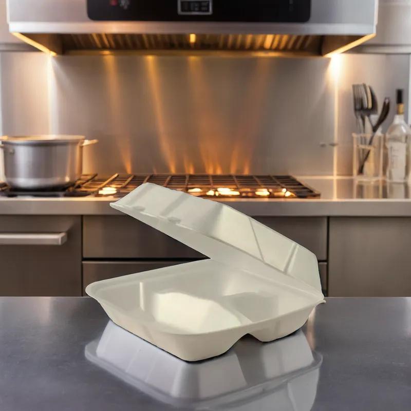 Take-Out Container Hinged Large (LG) 9.5 IN 3 Compartment Foam 200/Case