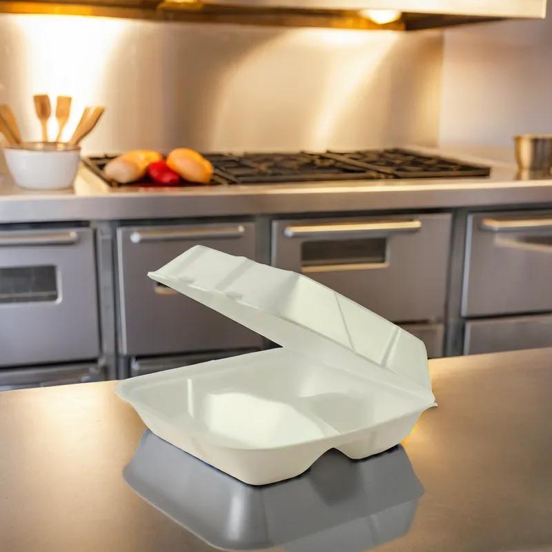 Take-Out Container Hinged Large (LG) 9.5 IN 3 Compartment Foam 200/Case