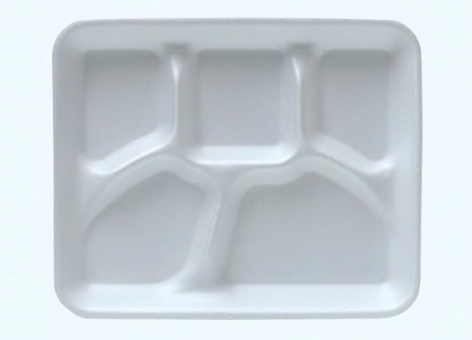 Cafeteria & School Lunch Tray 5 Compartment Foam White 500/Case