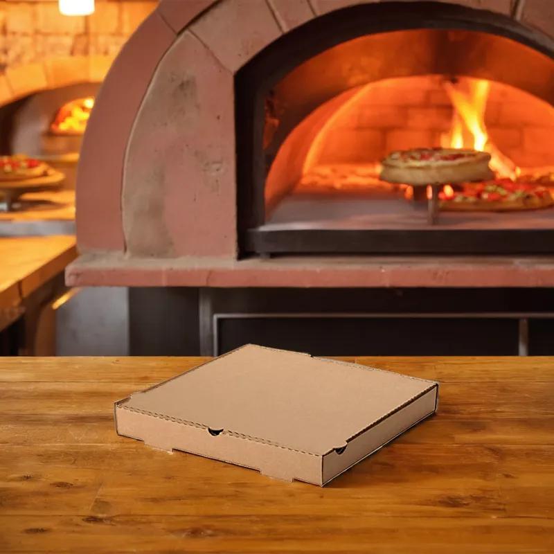 Pizza Box 16X16X1.88 IN Corrugated Cardboard Kraft/Kraft Square E-Flute Microwave Safe Oven Safe 50 Count/Bundle