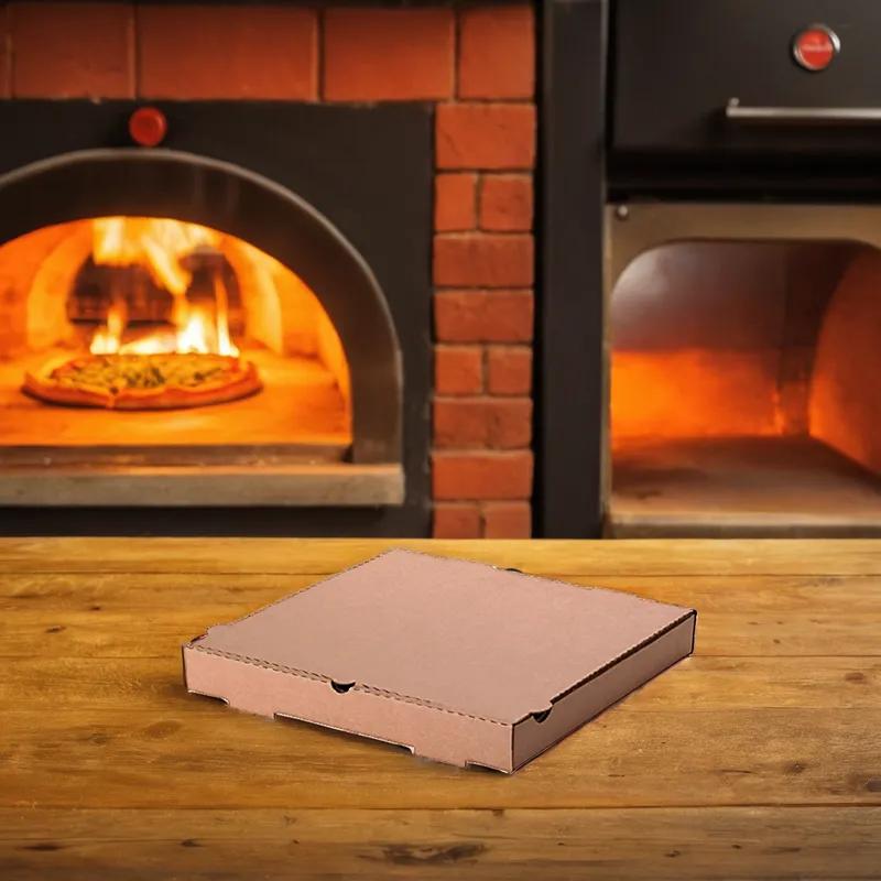 Pizza Box 16X16X1.88 IN Corrugated Cardboard Kraft/Kraft Square E-Flute Microwave Safe Oven Safe 50 Count/Bundle