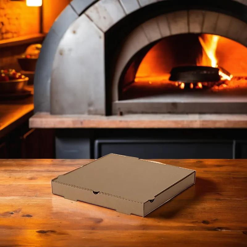 Pizza Box 16X16X1.88 IN Corrugated Cardboard Kraft/Kraft Square E-Flute Microwave Safe Oven Safe 50 Count/Bundle