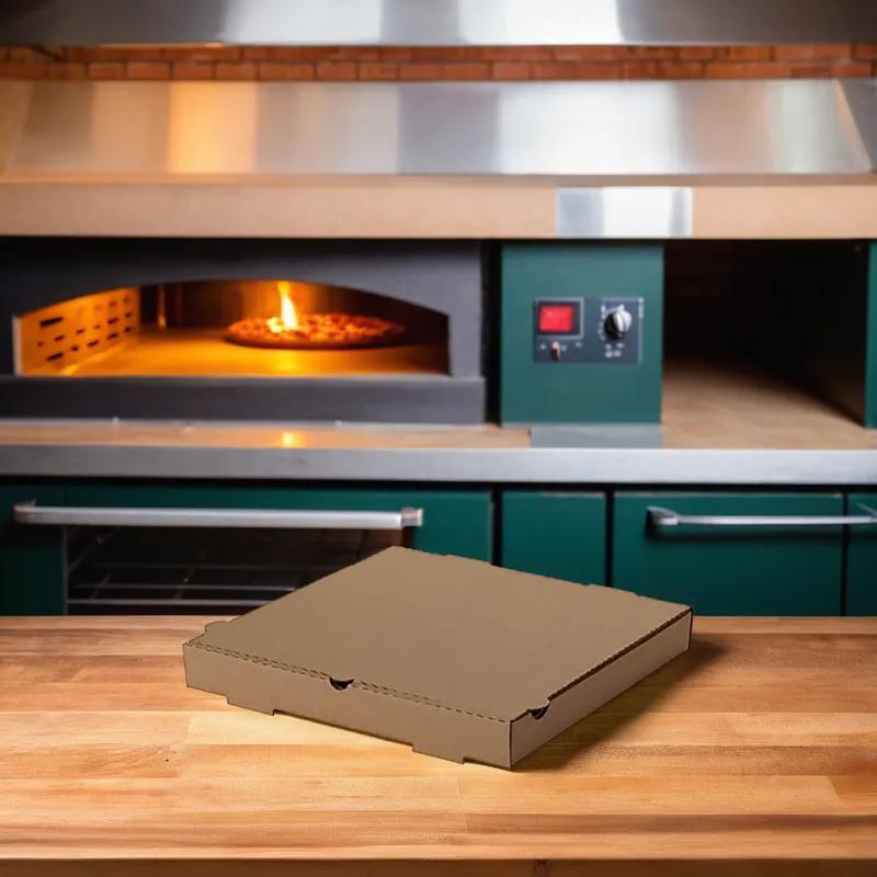 Pizza Box 18X18X1.88 IN Corrugated Cardboard Kraft/Kraft Square E-Flute Microwave Safe Oven Safe 50 Count/Bundle