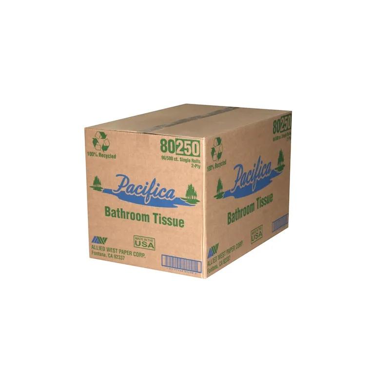 Pacifica Toilet Paper & Tissue Roll 4.3X3.5 IN 2PLY 500 Sheets/Roll 96 Rolls/Case 48000 Sheets/Case