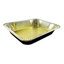 Steam Table Pan 1/2 Size 12.75X10.375X2 IN Aluminum Black Gold Deep Full Curl 100/Case