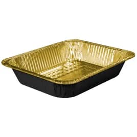 Steam Table Pan 1/2 Size 12.75X10.375X2 IN Aluminum Black Gold Deep Full Curl 100/Case
