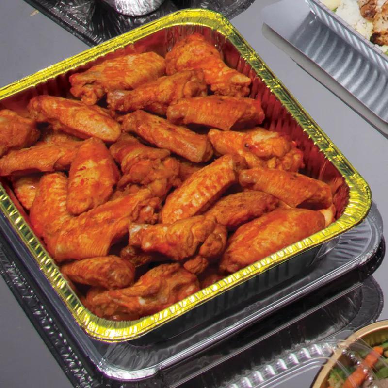 Steam Table Pan 1/2 Size 12.75X10.375X2 IN Aluminum Black Gold Deep Full Curl 100/Case