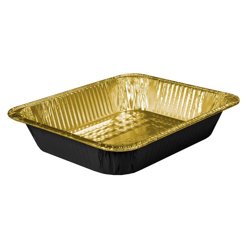 Steam Table Pan 1/2 Size 12.75X10.375X2 IN Aluminum Black Gold Deep Full Curl 100/Case