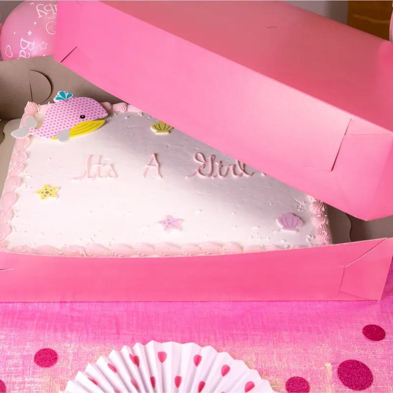 Bakery Box 19.5X14X4 IN CCNB Pink Rectangle Lock Corner 100/Case