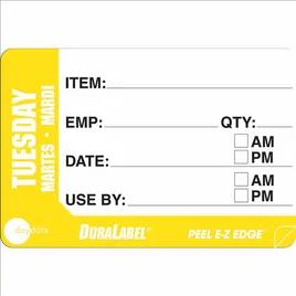 DuraLabel Tuesday Prep Item Label 2X3 IN Yellow White Trilingual Removable 500/Roll