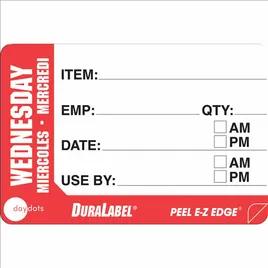 DuraLabel Wednesday Prep Item Label 2X3 IN Red White Trilingual Removable 500/Roll