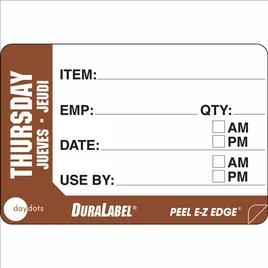 DuraLabel Thursday Prep Item Label 2X3 IN Brown White Trilingual Removable 500/Roll
