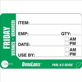 DuraLabel Friday Prep Item Label 2X3 IN Green White Trilingual Removable 500/Roll