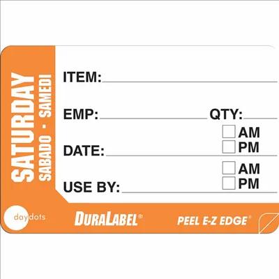 DuraLabel Saturday Prep Item Label 2X3 IN Orange White Trilingual Removable 500/Roll