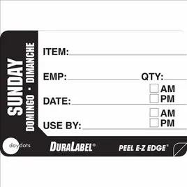 DuraLabel Sunday Prep Item Label 2X3 IN Black White Trilingual Removable 500/Roll