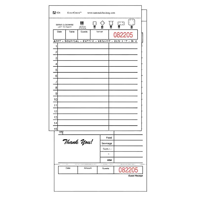 Guest Check 4.25X8.25 IN Green Duplicate Carbon-Backed Large 50 Sheets/Pack 50 Packs/Case 2500 Count/Case
