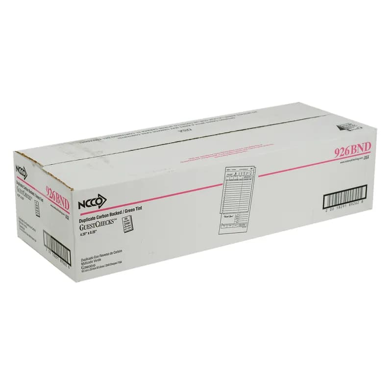 Guest Check 4.25X8.25 IN Green Duplicate Carbon-Backed Large 50 Sheets/Pack 50 Packs/Case 2500 Count/Case