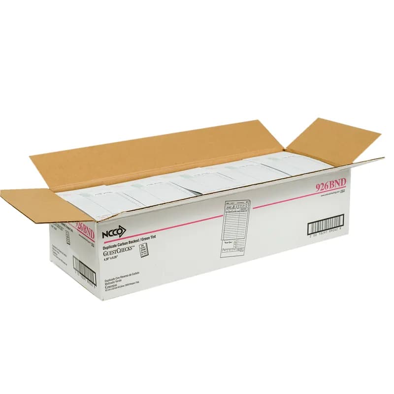 Guest Check 4.25X8.25 IN Green Duplicate Carbon-Backed Large 50 Sheets/Pack 50 Packs/Case 2500 Count/Case