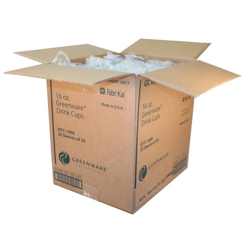 Greenware® Cup Tall 16 FLOZ PLA Clear 50 Count/Pack 20 Packs/Case 1000 Count/Case
