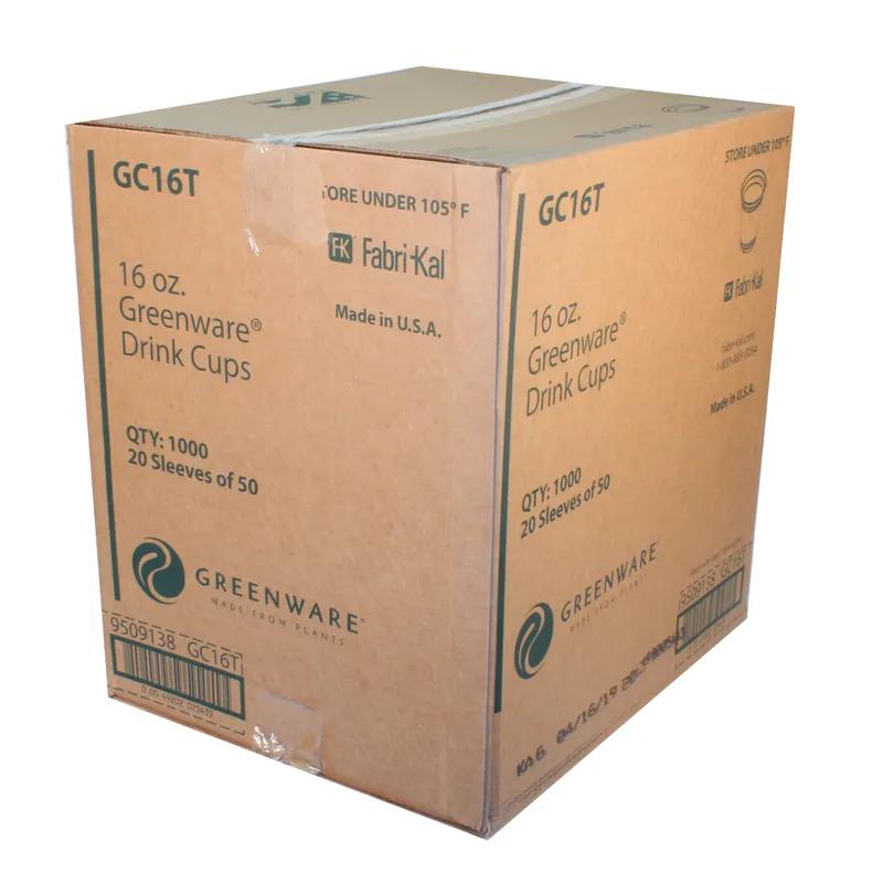 Greenware® Cup Tall 16 FLOZ PLA Clear 50 Count/Pack 20 Packs/Case 1000 Count/Case