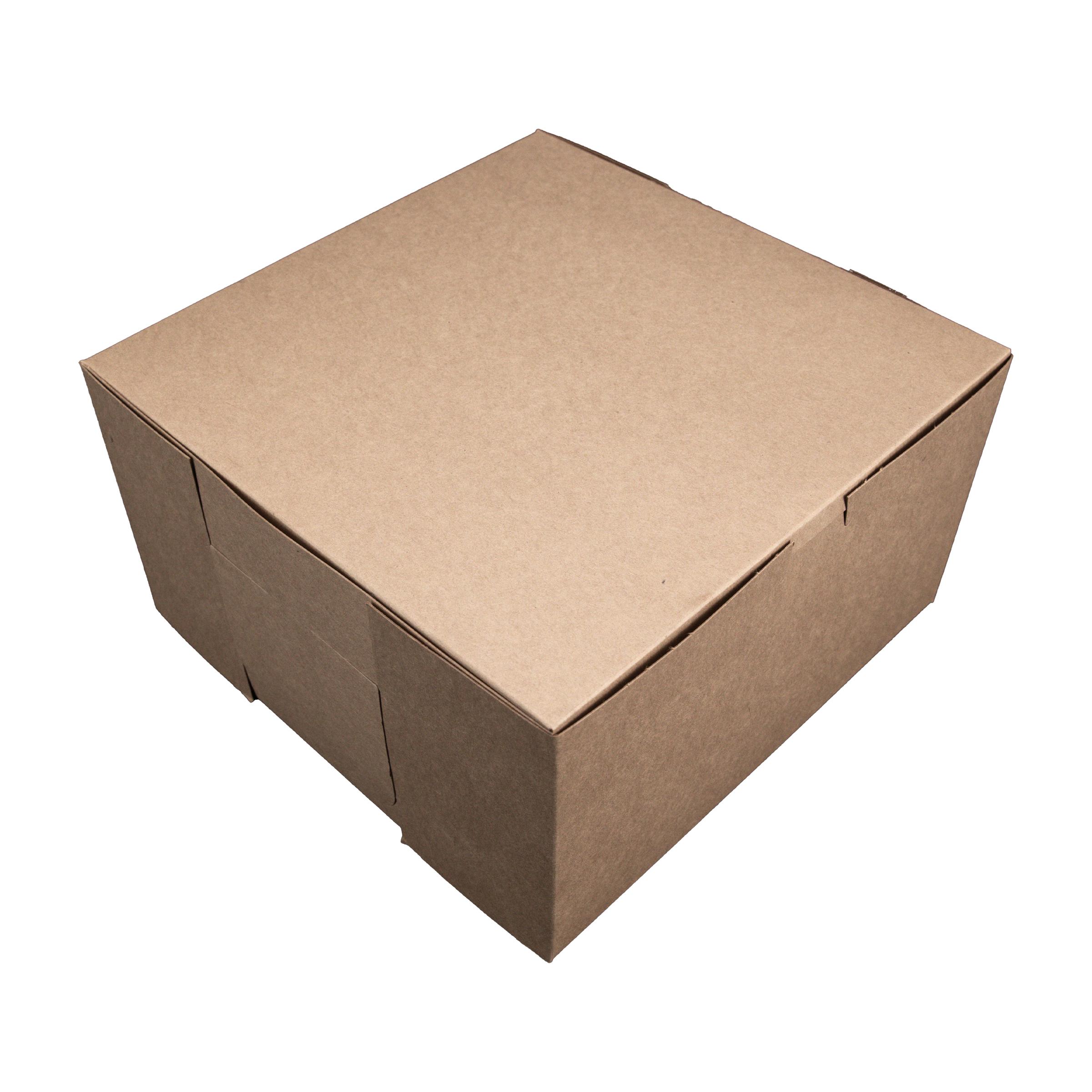 Bakery Box 10X10X5 IN Kraft Square Lock Corner 100/Case