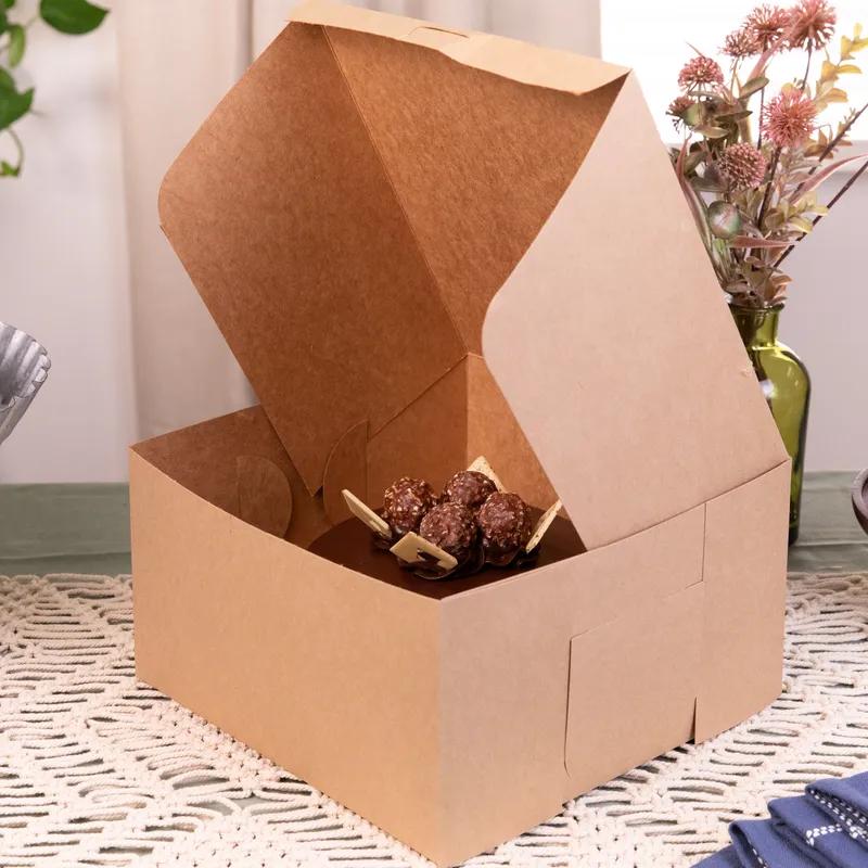 Bakery Box 10X10X5 IN Kraft Square Lock Corner 100/Case