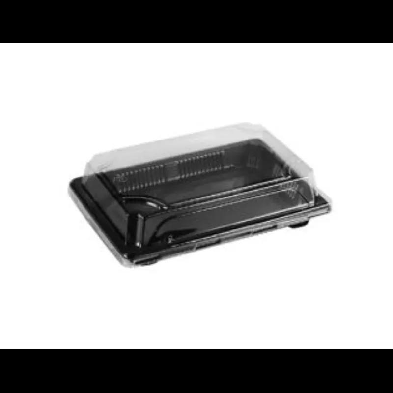Sushi Take-Out Tray Base & Lid Combo 7X5 IN Plastic Black Clear Rectangle 500/Case