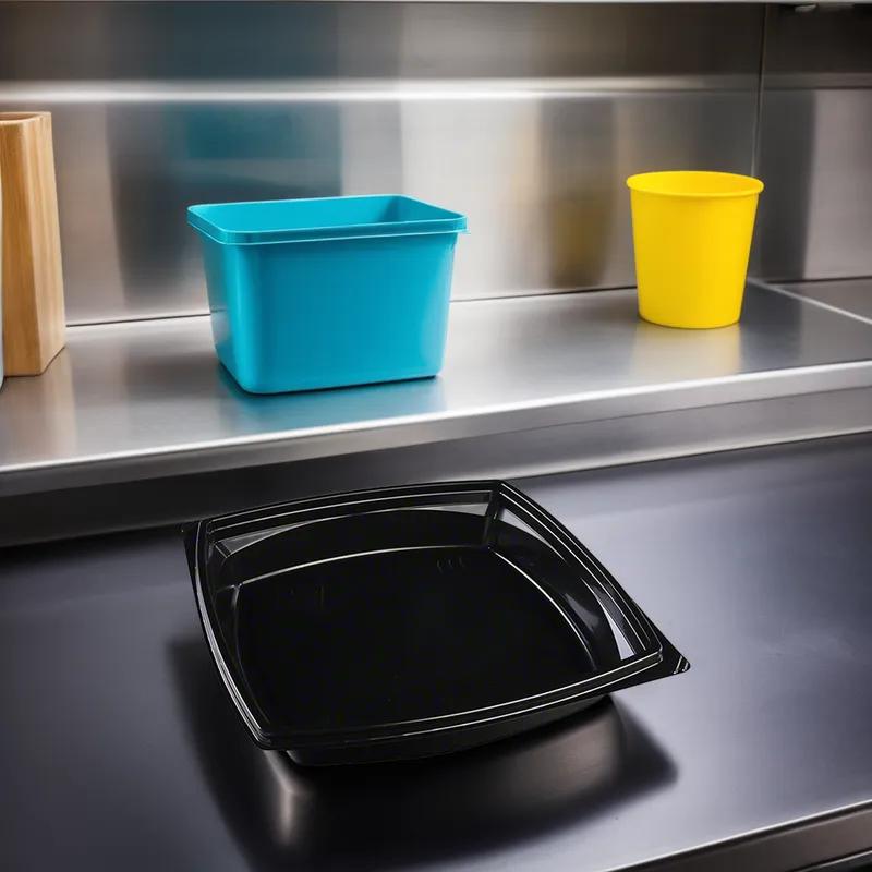 Take-Out Container Base 9X9 IN Plastic Black 400/Case