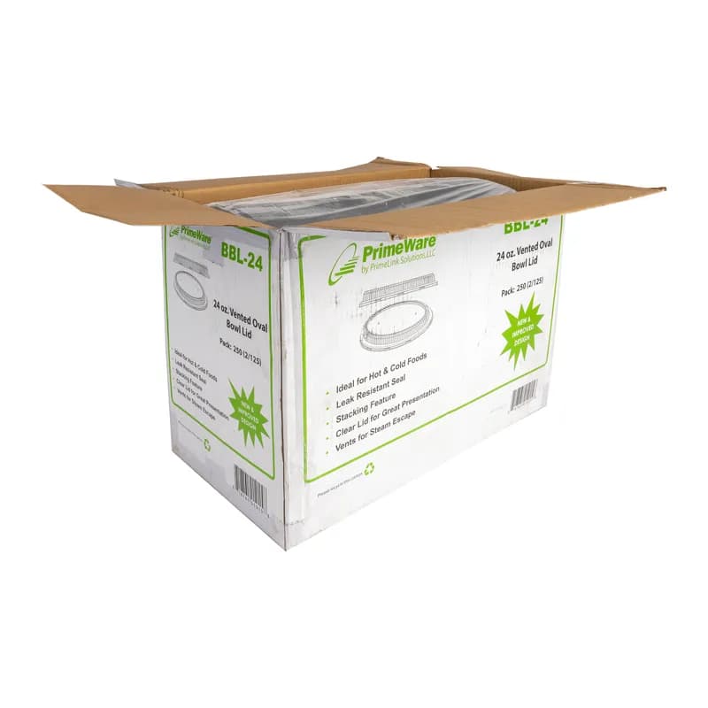 PrimeWare® Lid RPET Clear For 24 FLOZ Burrito Salad Bowl With Tab Vented Freezer Safe 125 Count/Pack 2 Packs/Case