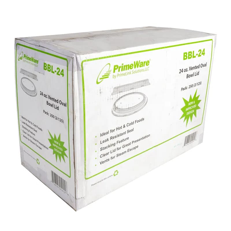 PrimeWare® Lid RPET Clear For 24 FLOZ Burrito Salad Bowl With Tab Vented Freezer Safe 125 Count/Pack 2 Packs/Case