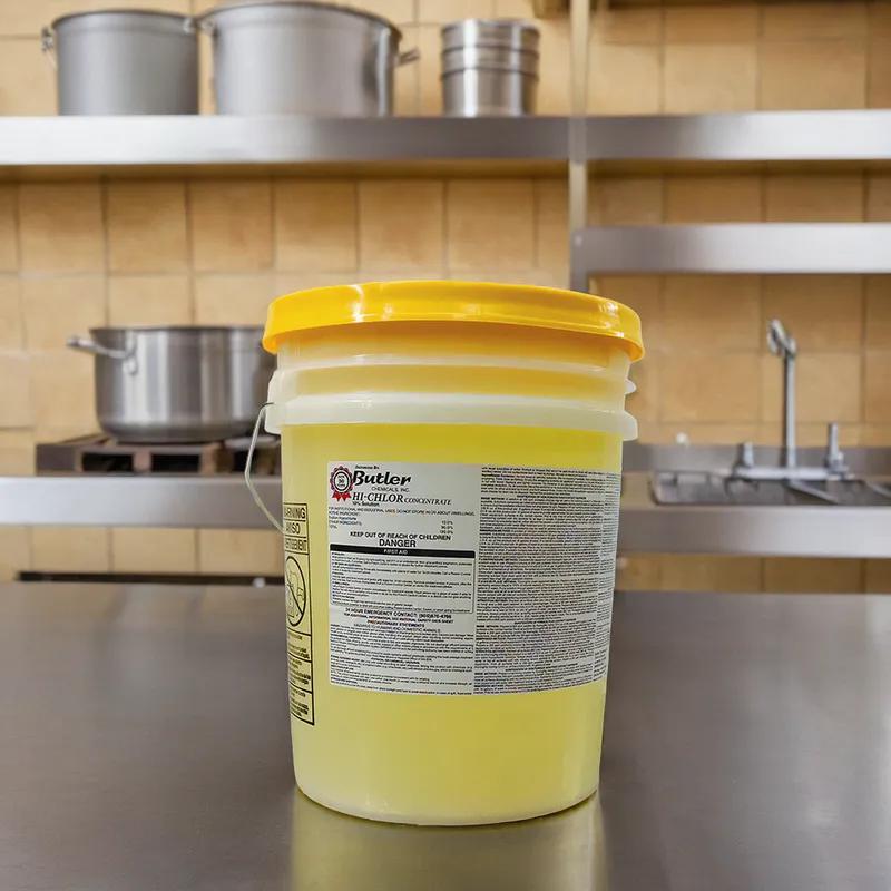 Hi-Chlor 10% Dishmachine Sanitizer Liquid Yellow Lid 1/Pail