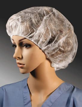 Bouffant Cap 21 IN White Hand Sewn Flat Pack 1000/Case