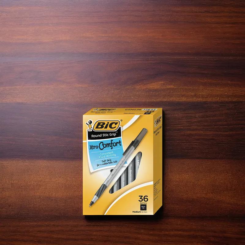 Pen Black Round Stic Comfort Grip 36/Pack
