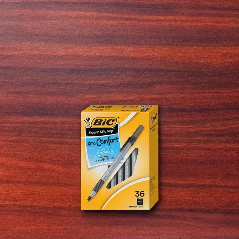 Pen Black Round Stic Comfort Grip 36/Pack