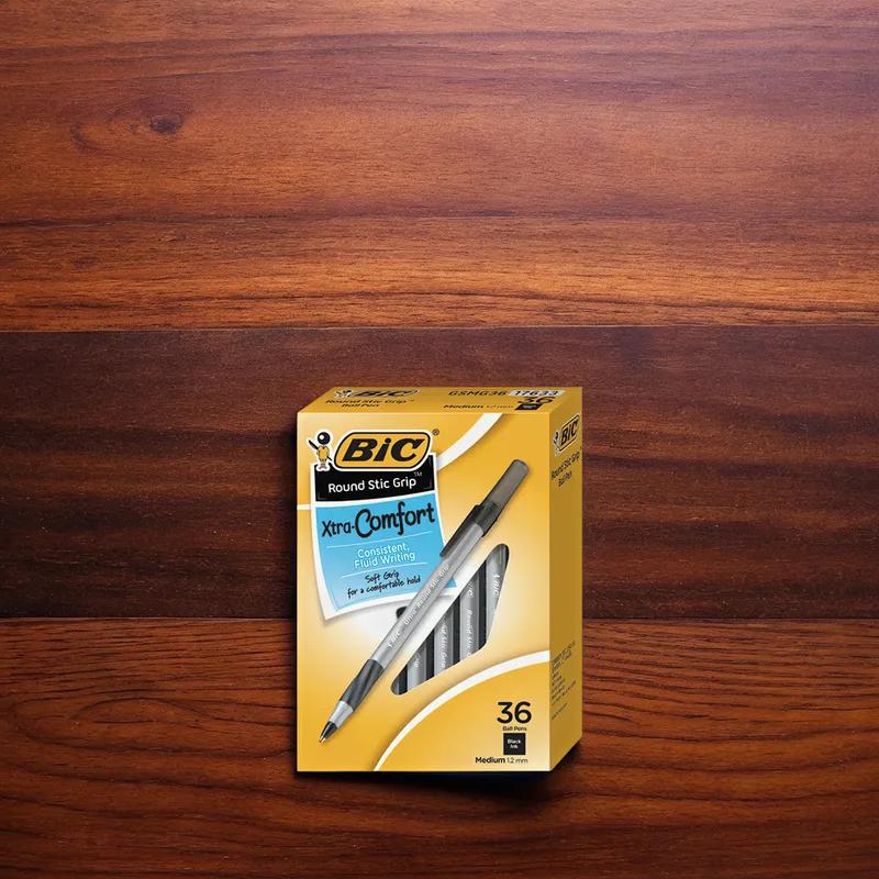 Pen Black Round Stic Comfort Grip 36/Pack