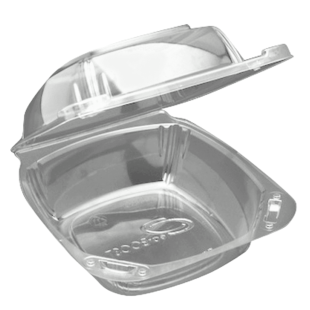 Take-Out Container Hinged Medium (MED) 6 IN Plastic Clear 150/Case