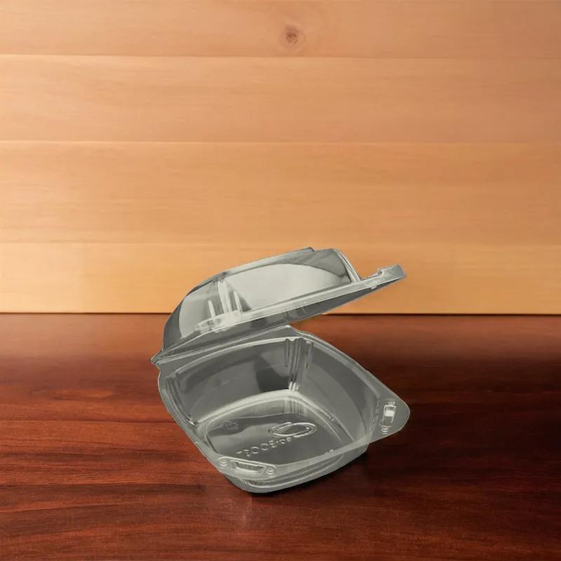 Take-Out Container Hinged Medium (MED) 6 IN Plastic Clear 150/Case