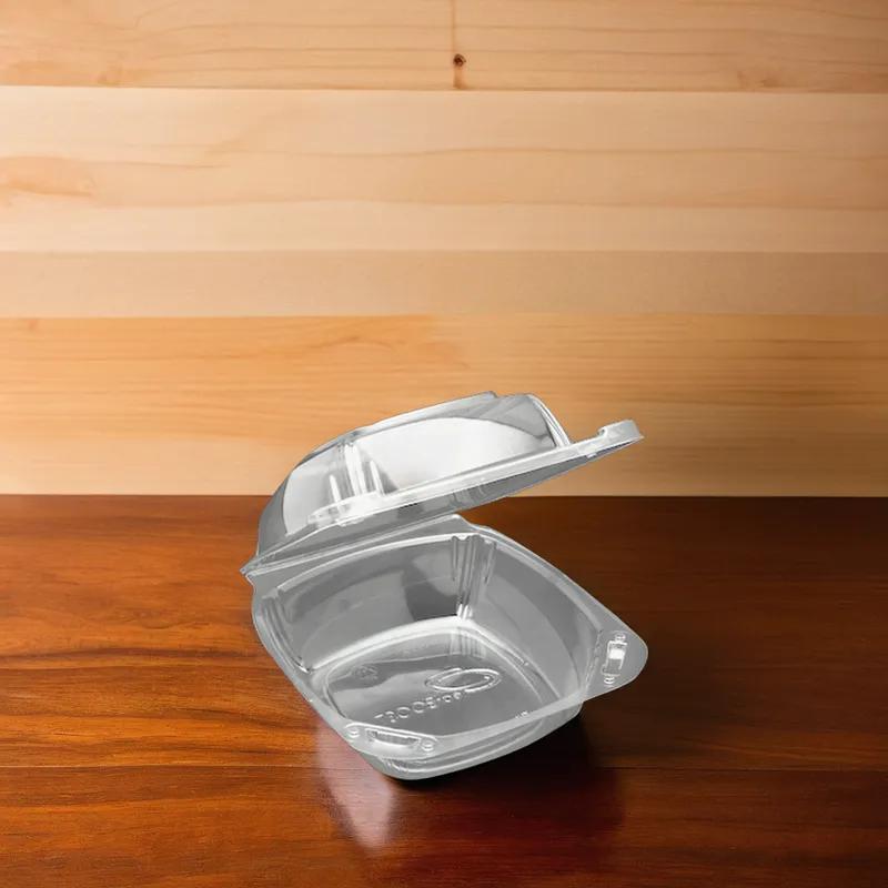 Take-Out Container Hinged Medium (MED) 6 IN Plastic Clear 150/Case