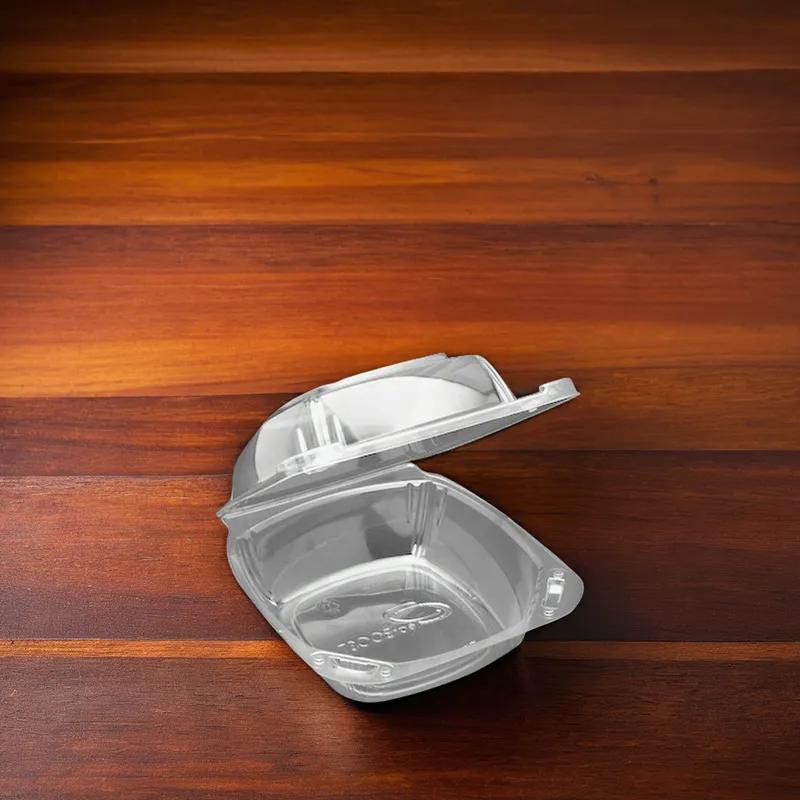 Take-Out Container Hinged Medium (MED) 6 IN Plastic Clear 150/Case