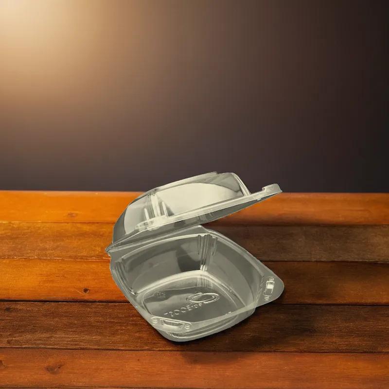 Take-Out Container Hinged Medium (MED) 6 IN Plastic Clear 150/Case