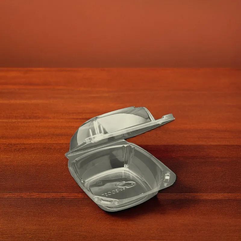 Take-Out Container Hinged Medium (MED) 6 IN Plastic Clear 150/Case