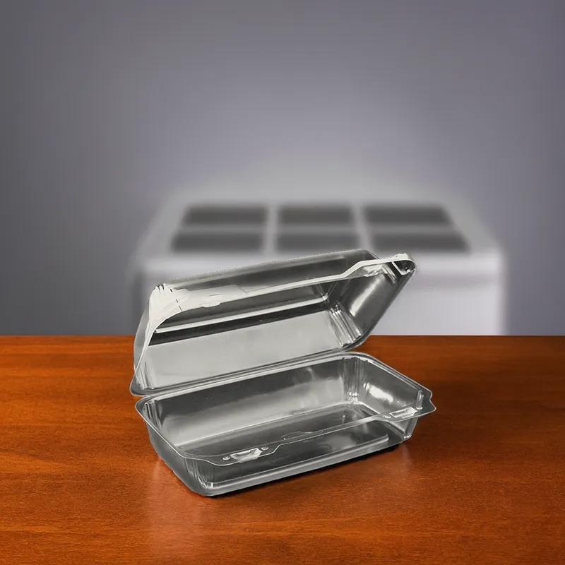 Take-Out Container Hinged 9 IN Plastic Clear Oblong 150/Case