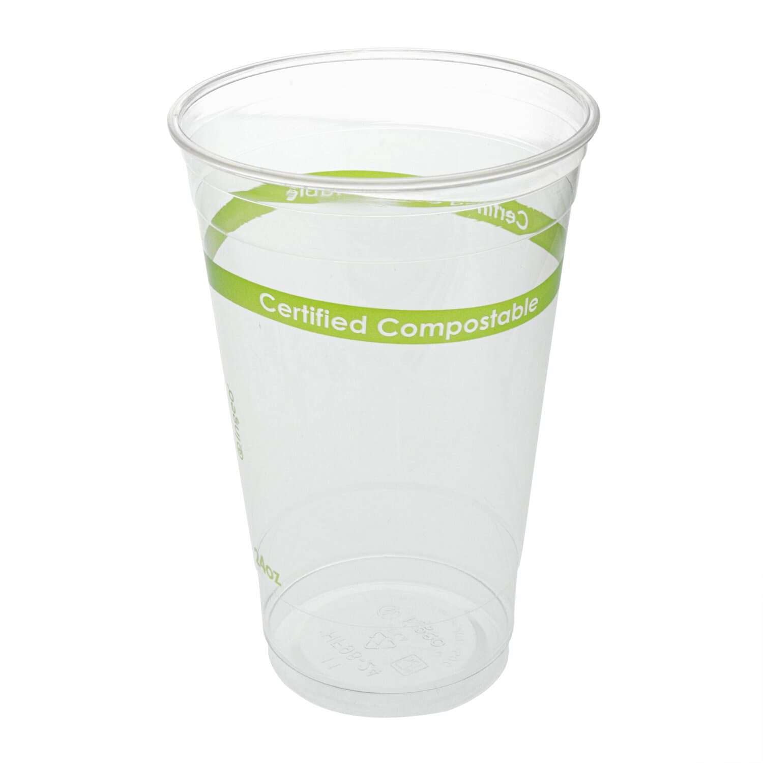 Cold Cup 24 FLOZ PLA Clear Green Stripe Generic 50 Count/Pack 12 Packs/Case 600 Count/Case