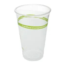 Cold Cup 24 FLOZ PLA Clear Green Stripe Generic 50 Count/Pack 12 Packs/Case 600 Count/Case